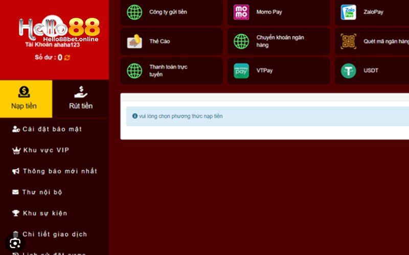 Nạp Tiền Hello88 - Hướng Dẫn Thao Tác Chỉ Từ 5 Phút